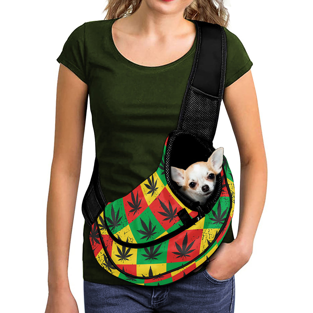 Reggae Marijuana Leaf Pattern Print Pet Sling Carrier