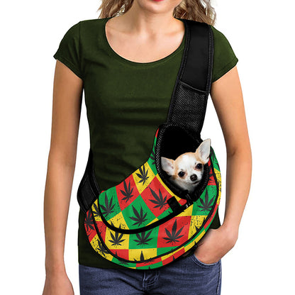 Reggae Marijuana Leaf Pattern Print Pet Sling Carrier