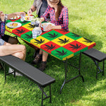 Reggae Marijuana Leaf Pattern Print Picnic Table Cover