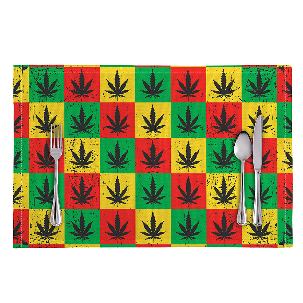 Reggae Marijuana Leaf Pattern Print Placemat