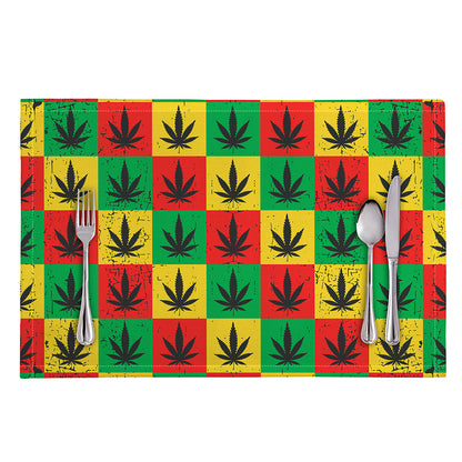 Reggae Marijuana Leaf Pattern Print Placemat