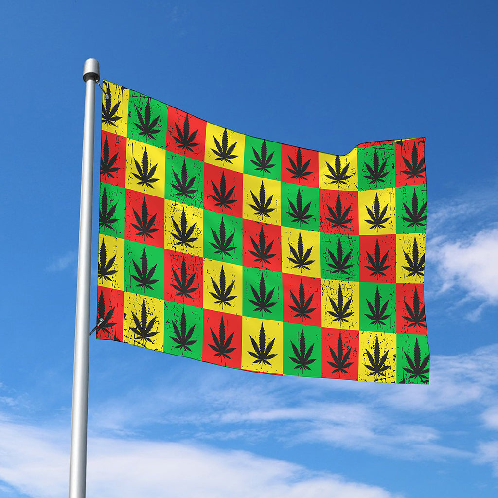 Reggae Marijuana Leaf Pattern Print Polyester Flag