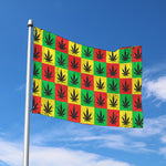 Reggae Marijuana Leaf Pattern Print Polyester Flag