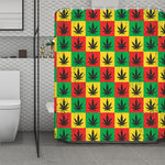 Reggae Marijuana Leaf Pattern Print Polyester Shower Curtain