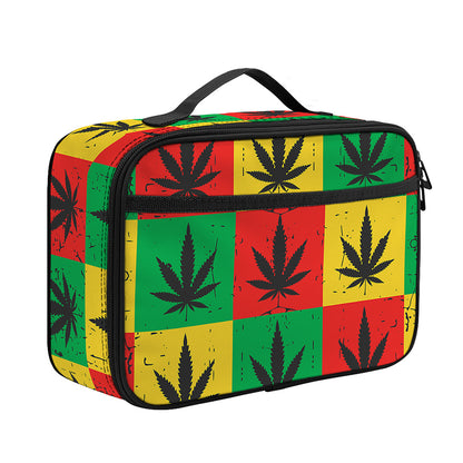 Reggae Marijuana Leaf Pattern Print Portable Lunch Bag