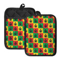 Reggae Marijuana Leaf Pattern Print Pot Holders With Pocket