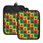 Reggae Marijuana Leaf Pattern Print Pot Holders With Pocket
