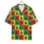 Reggae Marijuana Leaf Pattern Print Rayon Hawaiian Shirt
