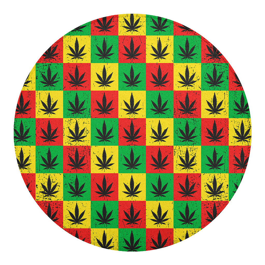 Reggae Marijuana Leaf Pattern Print Round Blanket