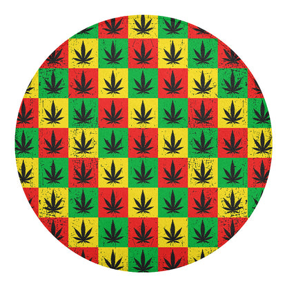 Reggae Marijuana Leaf Pattern Print Round Blanket