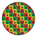 Reggae Marijuana Leaf Pattern Print Round Floor Mat