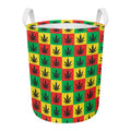 Reggae Marijuana Leaf Pattern Print Round Laundry Basket