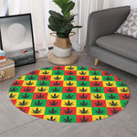 Reggae Marijuana Leaf Pattern Print Round Rug