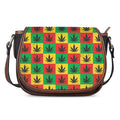 Reggae Marijuana Leaf Pattern Print Saddle Bag