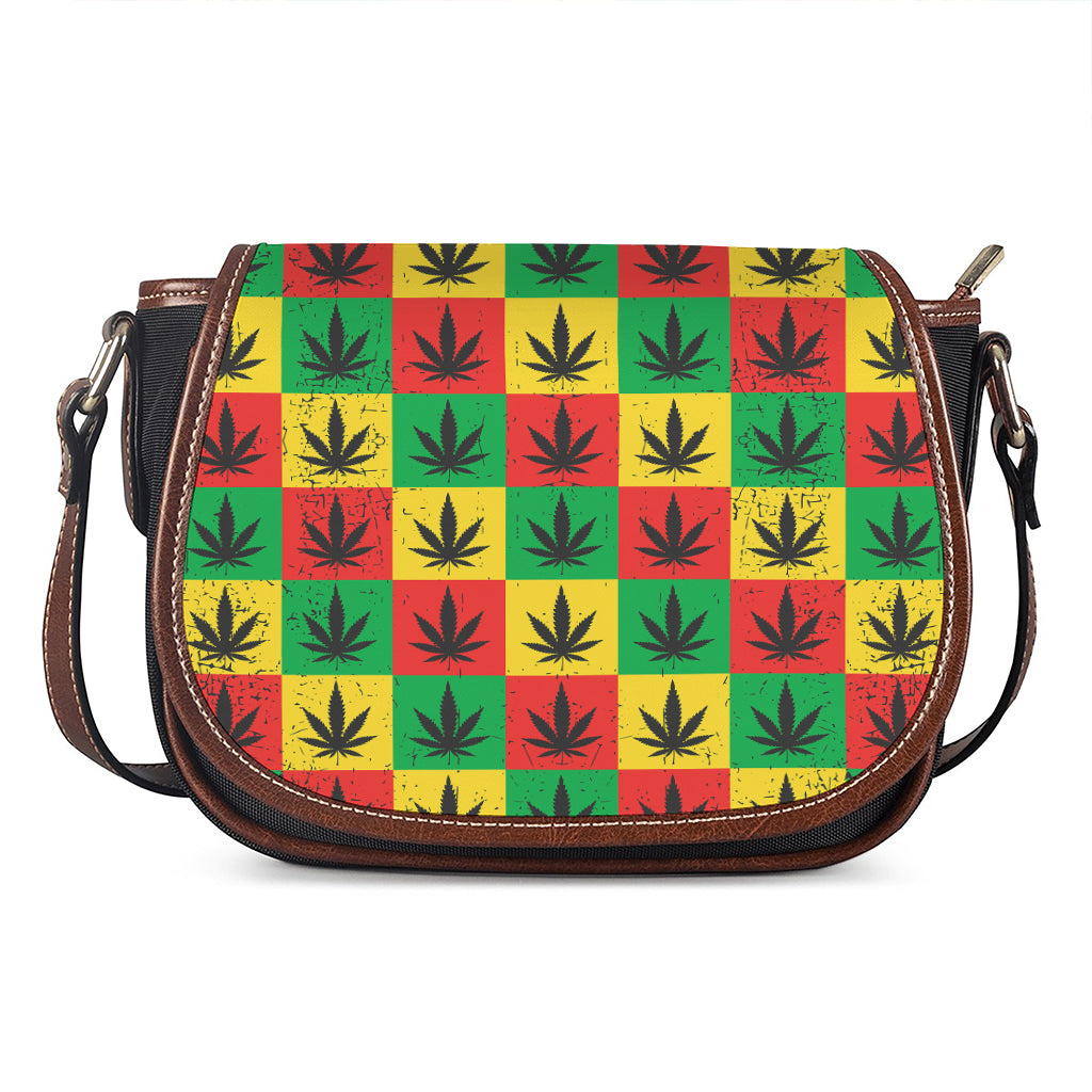 Reggae Marijuana Leaf Pattern Print Saddle Bag