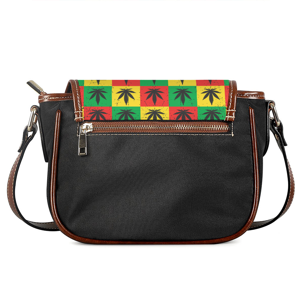 Reggae Marijuana Leaf Pattern Print Saddle Bag