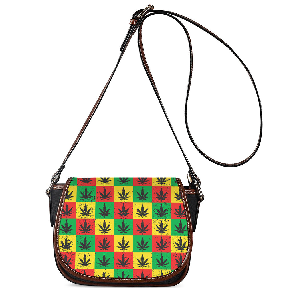 Reggae Marijuana Leaf Pattern Print Saddle Bag