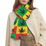 Reggae Marijuana Leaf Pattern Print Scarf