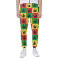 Reggae Marijuana Leaf Pattern Print Joggers