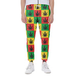 Reggae Marijuana Leaf Pattern Print Scuba Joggers