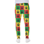 Reggae Marijuana Leaf Pattern Print Scuba Joggers