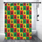Reggae Marijuana Leaf Pattern Print Shower Curtain