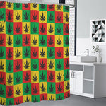 Reggae Marijuana Leaf Pattern Print Shower Curtain