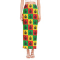 Reggae Marijuana Leaf Pattern Print Side Slit Maxi Skirt