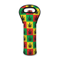 Reggae Marijuana Leaf Pattern Print Single Neoprene Wine Tote