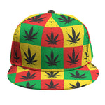 Reggae Marijuana Leaf Pattern Print Snapback Cap