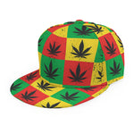 Reggae Marijuana Leaf Pattern Print Snapback Cap