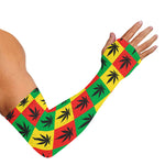 Reggae Marijuana Leaf Pattern Print Sun Protection Arm Sleeves