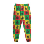Reggae Marijuana Leaf Pattern Print Sweatpants