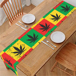Reggae Marijuana Leaf Pattern Print Table Runner