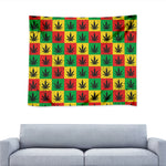 Reggae Marijuana Leaf Pattern Print Tapestry