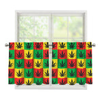Reggae Marijuana Leaf Pattern Print Tier Curtains