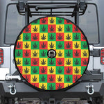 Reggae Marijuana Leaf Pattern Print Tire Cover With Camera Hole