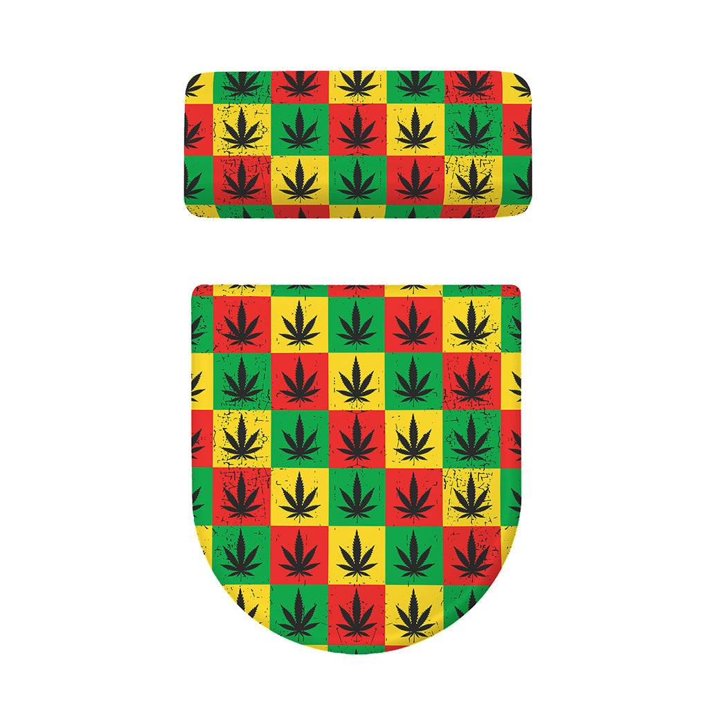 Reggae Marijuana Leaf Pattern Print Toilet Lid And Tank Cover Set