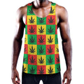 Reggae Marijuana Leaf Pattern Print Men's Workout Tank Top