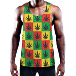Reggae Marijuana Leaf Pattern Print Training Tank Top