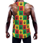 Reggae Marijuana Leaf Pattern Print Training Tank Top