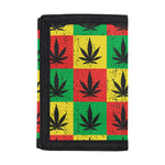 Reggae Marijuana Leaf Pattern Print Trifold Wallet