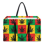 Reggae Marijuana Leaf Pattern Print Utility Tote Bag