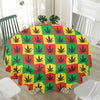 Reggae Marijuana Leaf Pattern Print Waterproof Round Tablecloth