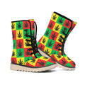 Reggae Marijuana Leaf Pattern Print Winter Boots