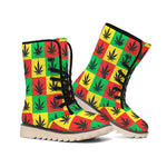 Reggae Marijuana Leaf Pattern Print Winter Boots