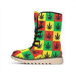 Reggae Marijuana Leaf Pattern Print Winter Boots