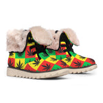 Reggae Marijuana Leaf Pattern Print Winter Boots