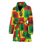 Reggae Marijuana Leaf Pattern Print Women's Bathrobe