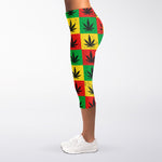 Reggae Marijuana Leaf Pattern Print Women's Capri Leggings